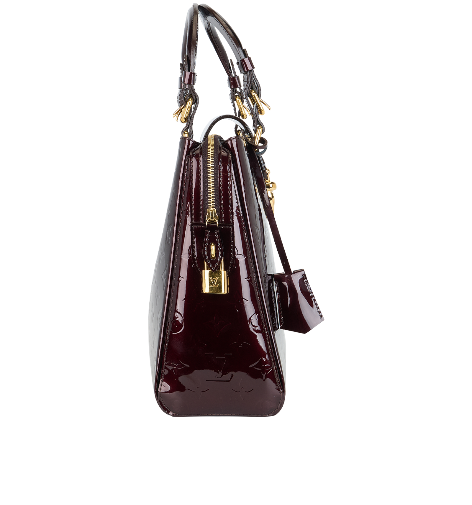 Melrose, &pound;750, Handbags, Burgundy, Patent Leather, Side view